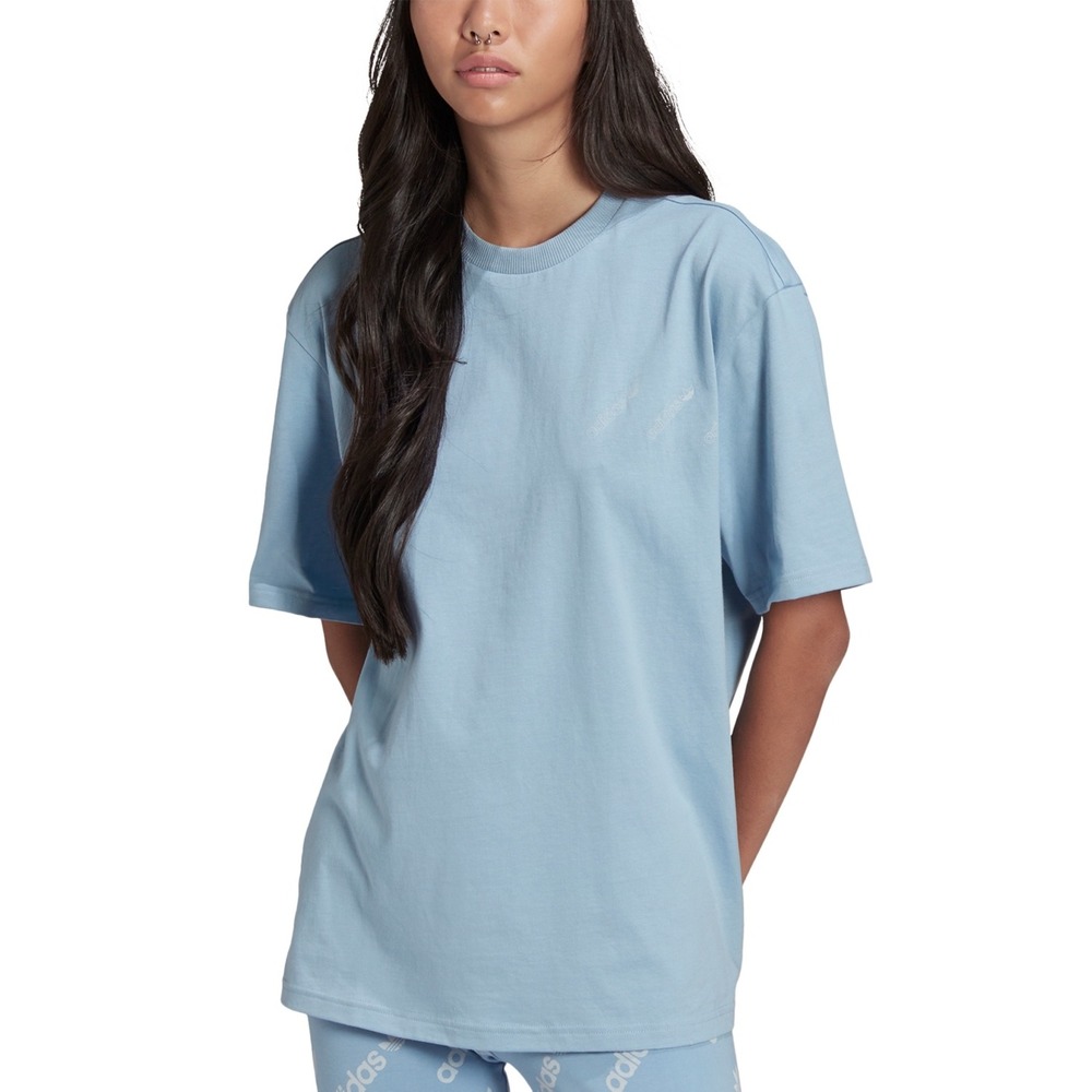 Adidas Logo T-Shirt - Short Sleeve (for Women)‎ - AMBIENT SKY Size 14